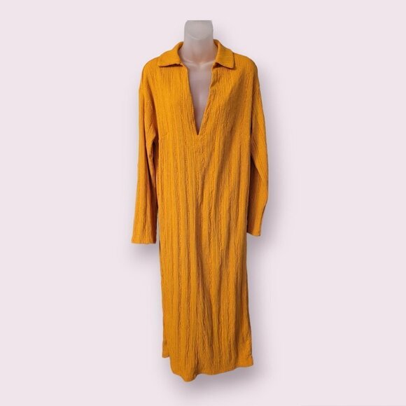 Free People Beach Aster oversized caftan marigold lightweight flowy dress size S - Picture 5 of 15